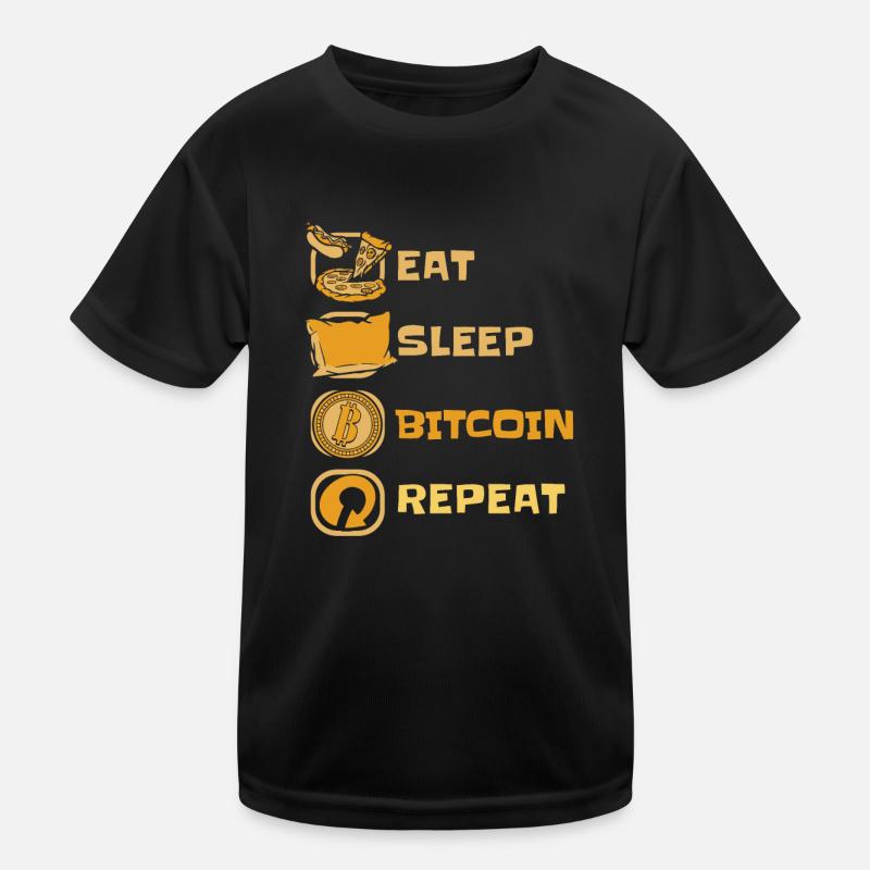 Eat Sleep Bitcoin Repeat Kryptowährung Blockchain Kinder Funktions-T-Shirt