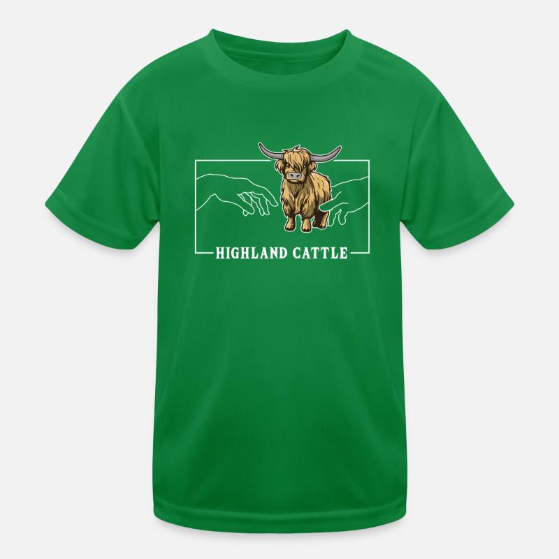 Michelangelo Schöpfung der Adam Highland Cow Kinder Funktions-T-Shirt