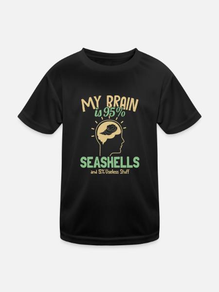 My Brain is 95% Seashells Bivalvia Shell Seashell - Kids Functional T-Shirt - black - Front