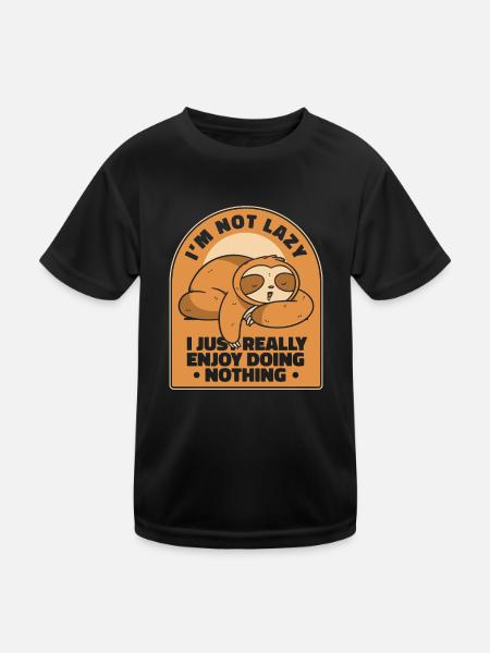 Ich genieße es einfach, nichts zu tun Folivora Pilosa - Kinder Funktions-T-Shirt - Schwarz - Vorne