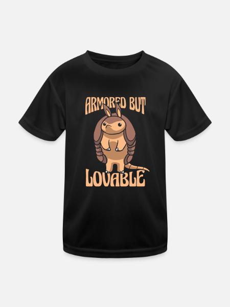 Gepanzerte, aber liebenswerte rosa Fee Chlamyphoridae - Kinder Funktions-T-Shirt - Schwarz - Vorne