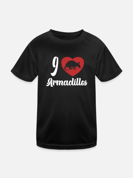 I love Armadillos Pink Fairy Chlamyphoridae Lover - Kids Functional T-Shirt - black - Front