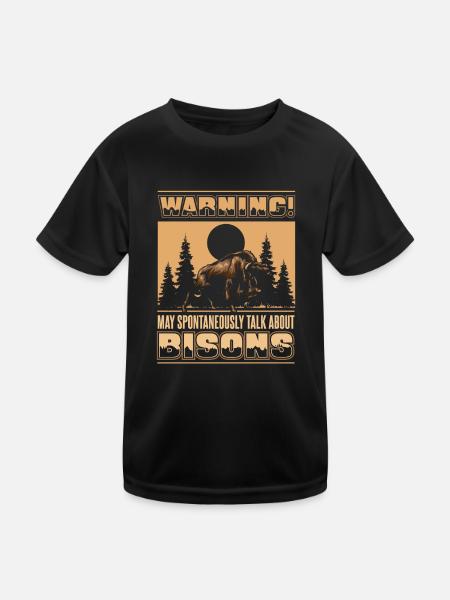 Peut parler spontanément des bisons Buffalo - T-shirt sport Enfant - noir - Devant