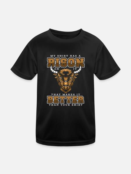 Besser als Ihr Apparel Buffalo Bovinae-Liebhaber - Kinder Funktions-T-Shirt - Schwarz - Vorne
