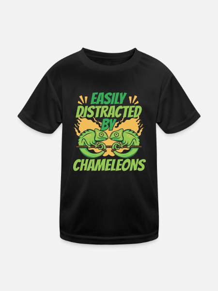 Easily Distracted By Chameleons Veiled Panther - Kids Functional T-Shirt - black - Front