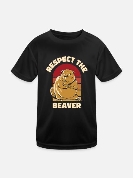 Respect The Beaver Eurasian Castor Canadensis - Kids Functional T-Shirt - black - Front