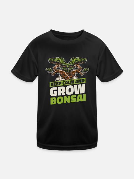 Bewahren Sie Ruhe und züchten Sie Bonsai Bonsai Schalen Penjing - Kinder Funktions-T-Shirt - Schwarz - Vorne