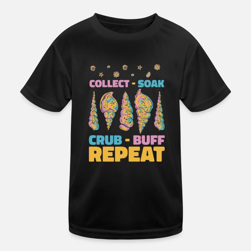 Sammeln Soak Crub Repeat Bivalvia Seashell Kinder Funktions-T-Shirt