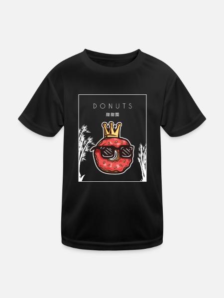 Donuts Chinesischer Hanzi Donut-Maker Glasierter Liebhaber - Kinder Funktions-T-Shirt - Schwarz - Vorne