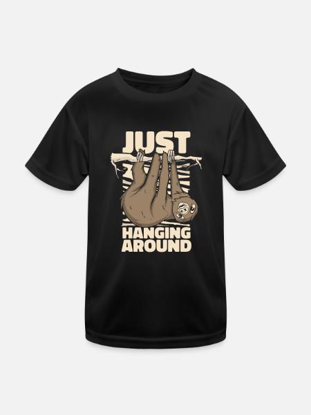 Just Hanging Around Brown-Throated Pilosa - Kids Functional T-Shirt - black - Front