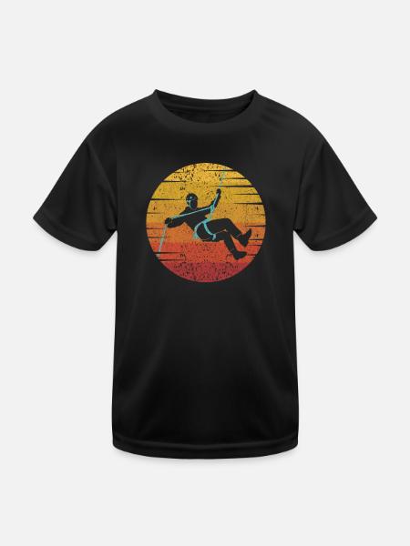 Sportklettern Speedklettern Alpinklettern Kraxler - Kinder Funktions-T-Shirt - Schwarz - Vorne