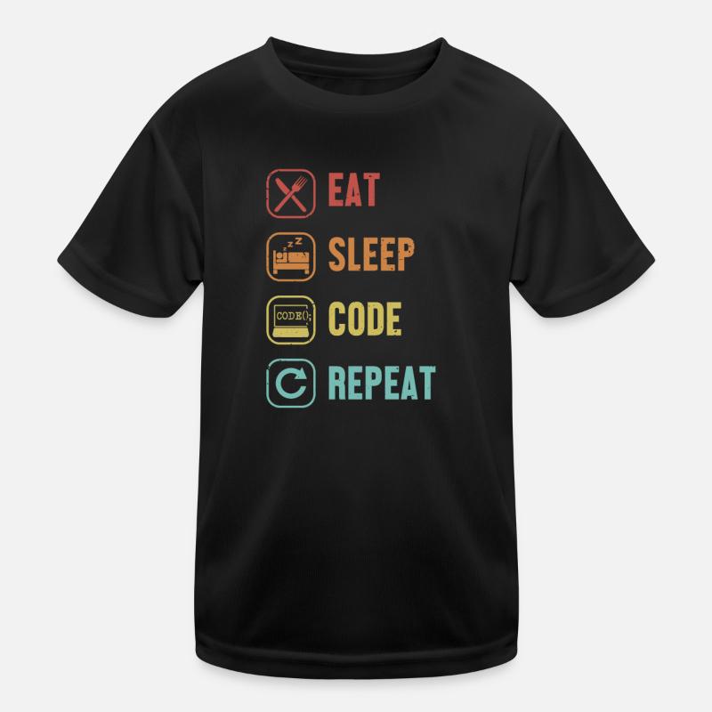 Eat Sleep Code Repeat Softwareingenieur Coder Kinder Funktions-T-Shirt