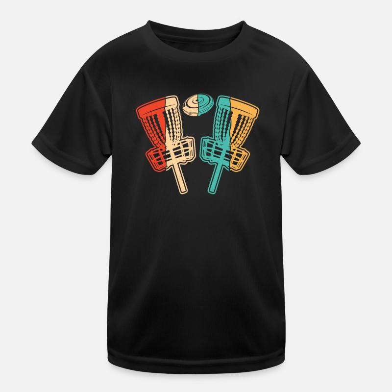 Retro Basket Disc Golfer Frisbee Golf Kids Functional T-Shirt