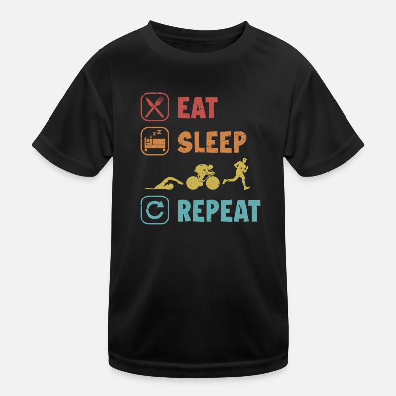 Manger dormir Natation Ride Run Répéter l’entraînement Triathlète T-shirt sport Enfant
