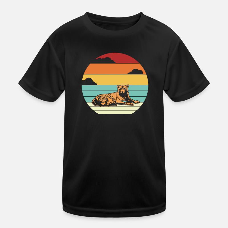 Retro King Tiger Wildcat Big Cat Siberian Kids Functional T-Shirt