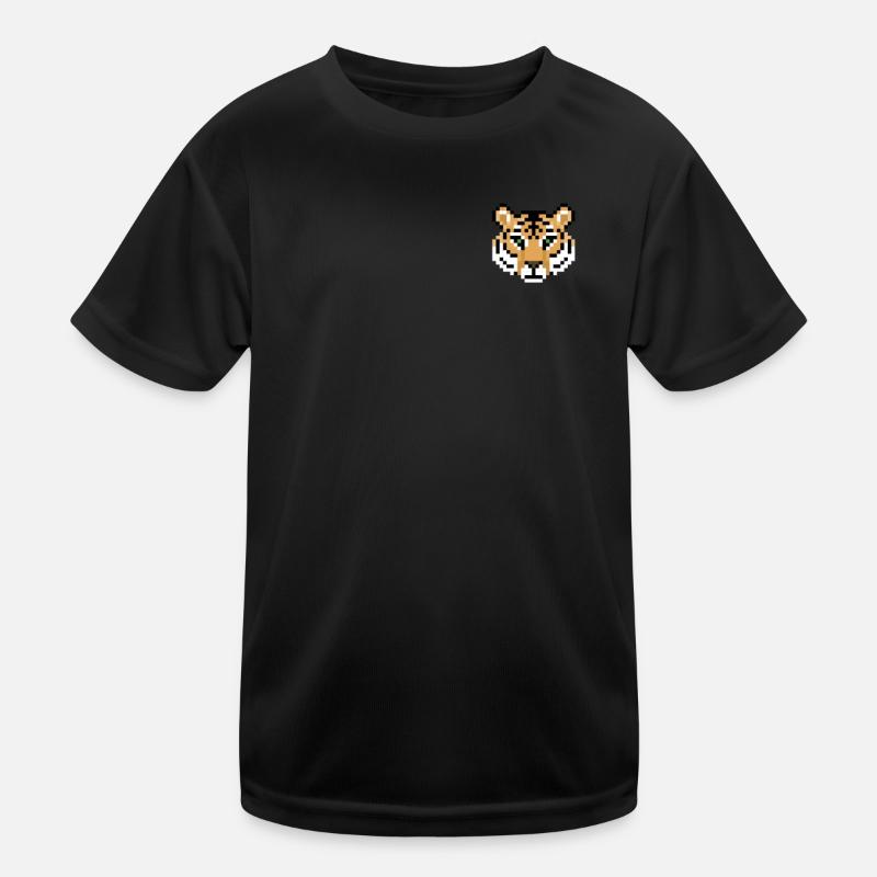 Tiger 8 Bit Logo Emblem Raubkatze Sibirischer Kinder Funktions-T-Shirt