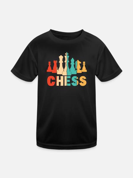 Retro Player Grandmaster Queen Professional Chess - Kids Functional T-Shirt - black - Front