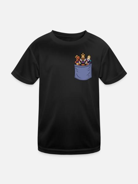 Chess Chest Pocket Player Grandmaster Queen Chess - Kids Functional T-Shirt - black - Front