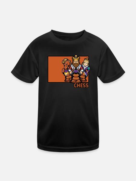 Chess Doodle Chinesischer Hanzi-Dame-Spieler - Kinder Funktions-T-Shirt - Schwarz - Vorne