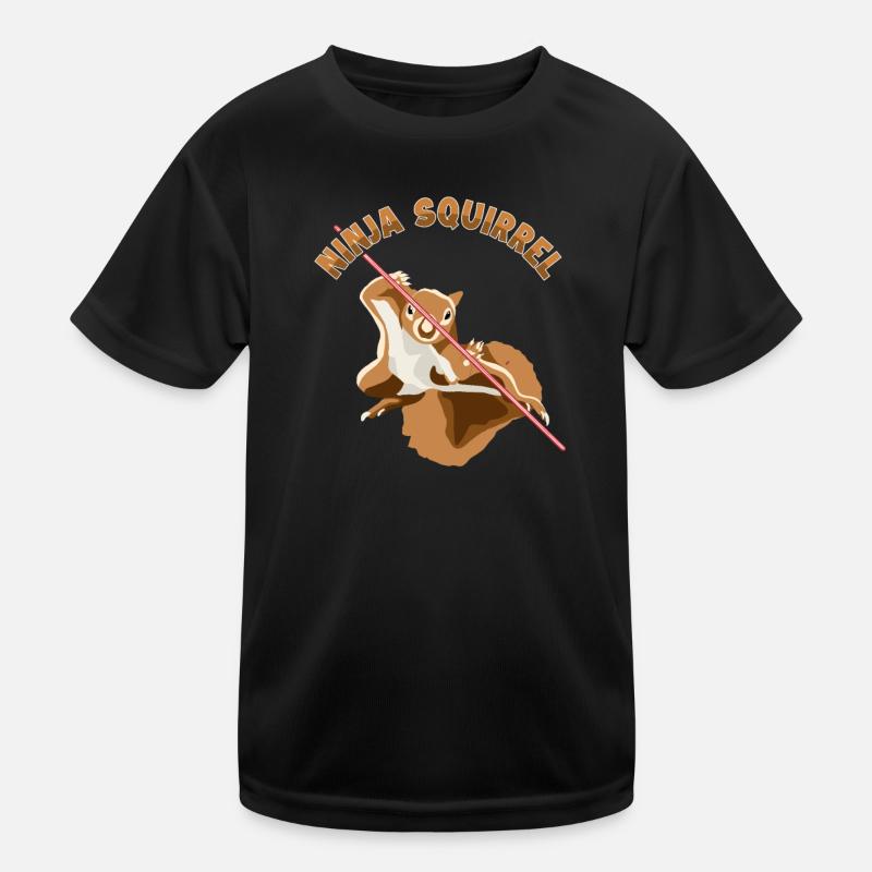 Ninja Squirrel Squirrel Fuchshörnchen Eichhörnchen - Kinder Funktions-T-Shirt - Schwarz