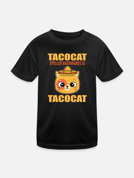 Tacocat Spelled Backwards Miezekatze Kätzchen - Kinder Funktions-T-Shirt - Schwarz - Vorne