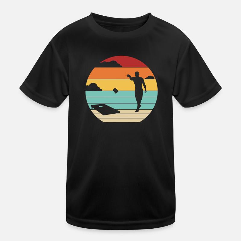 Retro Sitzsack Spielbretter Professionelles Cornhole Kinder Funktions-T-Shirt