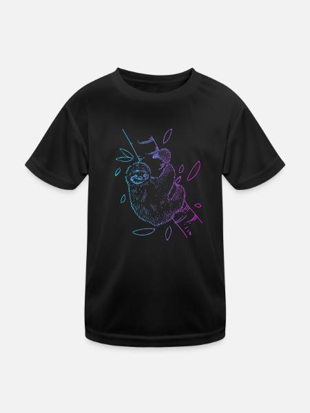 Brown-Throated Pilosa Folivora Lover Sloth - Kids Functional T-Shirt - black - Front