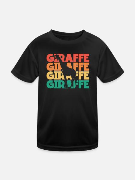Giraffe Retro Text Afrikanische Giraffidae Nubier - Kinder Funktions-T-Shirt - Schwarz