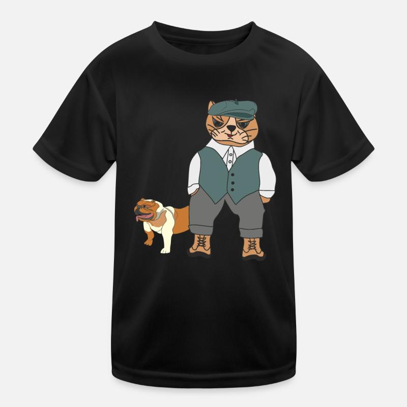Elegante Katze mit englischer Bulldogge Kinder Funktions-T-Shirt