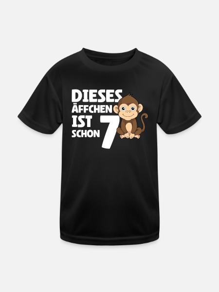 7. Geburtstag 2017 - Dieses Äffchen Ist Schon 7 - Kinder Funktions-T-Shirt - Schwarz - Vorne