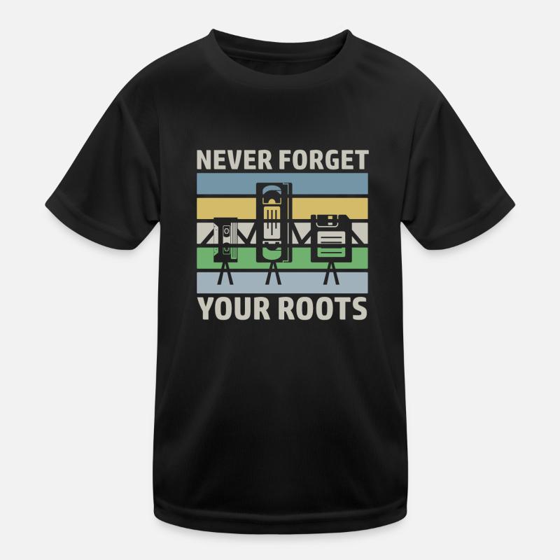 Retro Spruch Technik VHS Audiokassette Diskette Kinder Funktions-T-Shirt