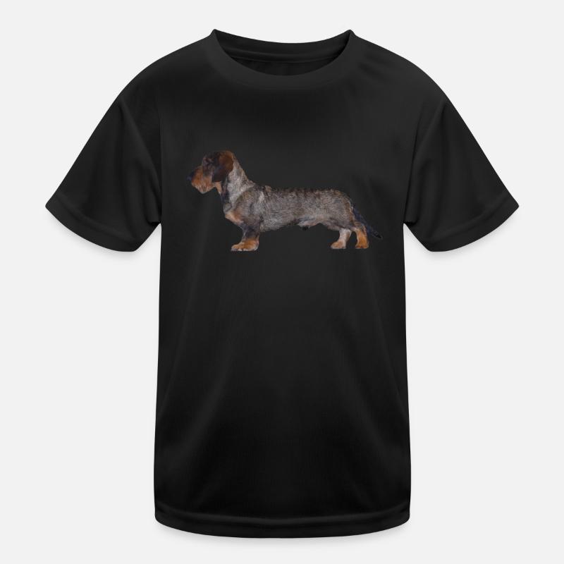 Dackel Rauhaar Dachshund Jagdhund Geschenkidee - Kinder Funktions-T-Shirt - Schwarz