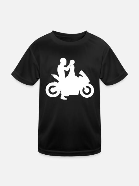 père fils motard motard famille enfant bike - T-shirt sport Enfant - noir - Devant