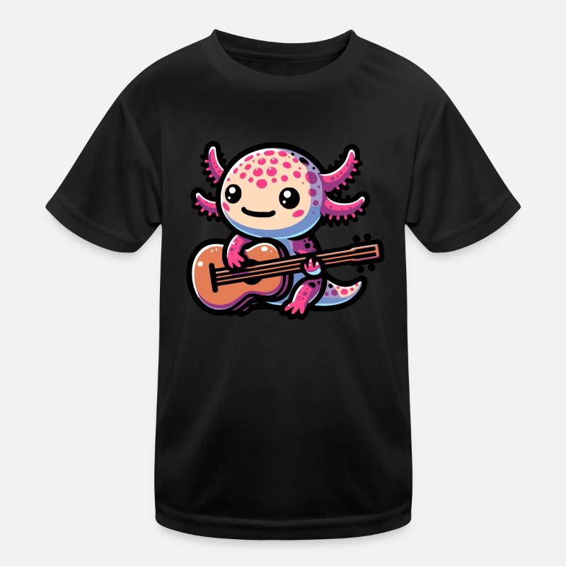 Axolotl Playing Guitar Kinder Funktions-T-Shirt