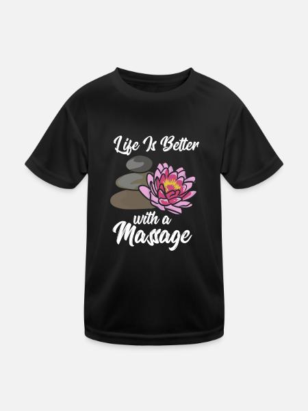 Massagetherapie Das Leben ist besser mit einer Massage - Kinder Funktions-T-Shirt - Schwarz - Vorne