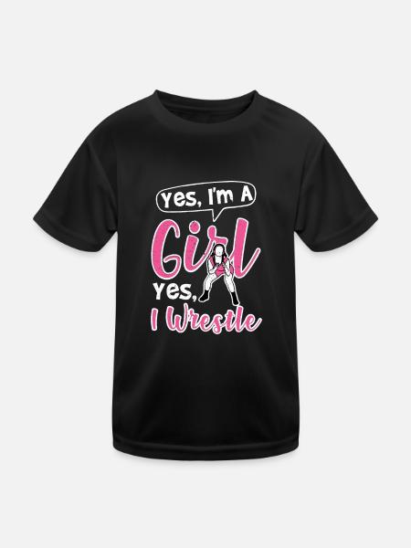Yes I'm A Girl Yes I Wrestle I Wrestling Girl - Kids Functional T-Shirt - black