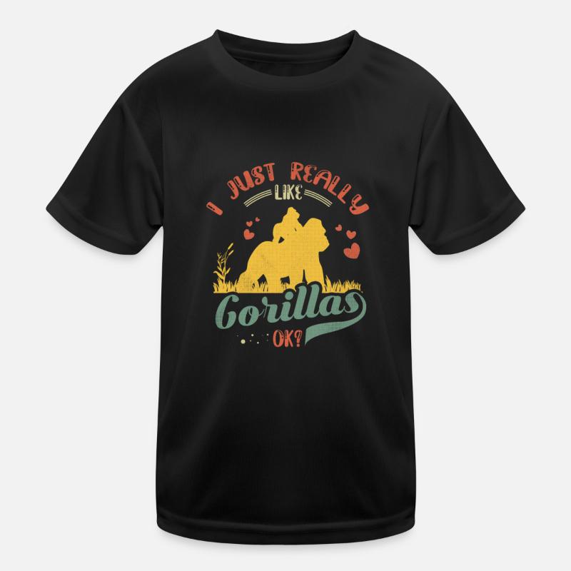 I Just Really Like Gorillas Funny Gorilla Kids Functional T-Shirt