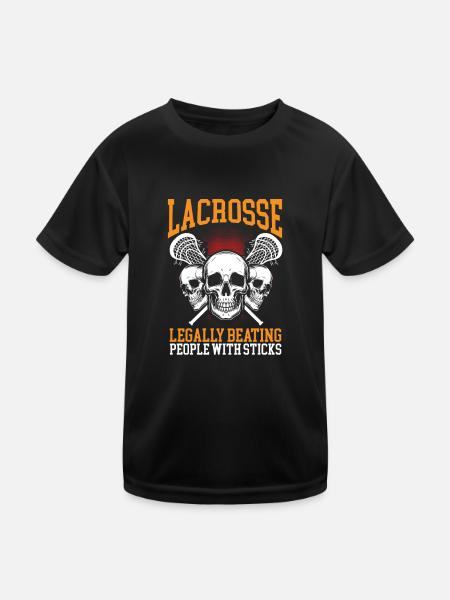 Legally Beating People With Sticks Lacrosse Player - Kids Functional T-Shirt - black - Front