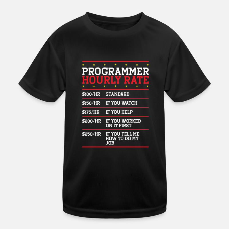 Programmer Hourly Rate Support Coder Labor IT Kids Functional T-Shirt