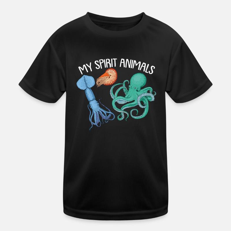 Cephalopode, Krake, Oktopus - Kinder Funktions-T-Shirt - Schwarz