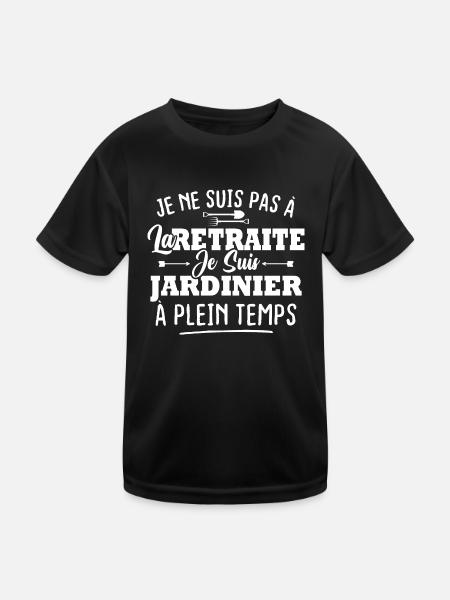 Pas retraite je suis jardinier à plein temps - T-shirt sport Enfant - noir - Devant