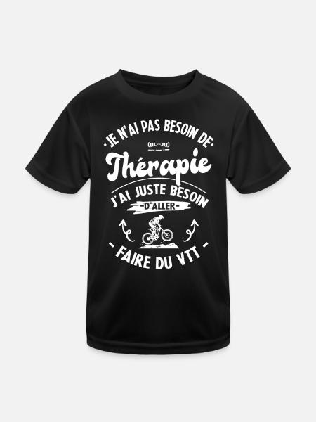Pas besoin de thérapie, besoin de faire du VTT - T-shirt sport Enfant - noir - Devant