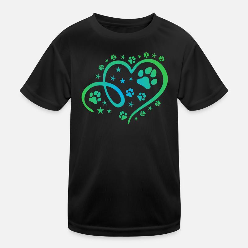 Herz mit Pfötchen und Sternen Kinder Funktions-T-Shirt