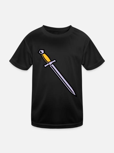 Schwert - Kinder Funktions-T-Shirt - Schwarz - Vorne