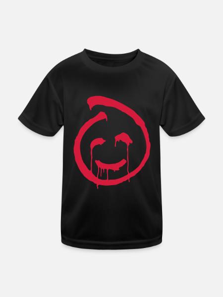 Red John smiley symbol - Kids Functional T-Shirt - black