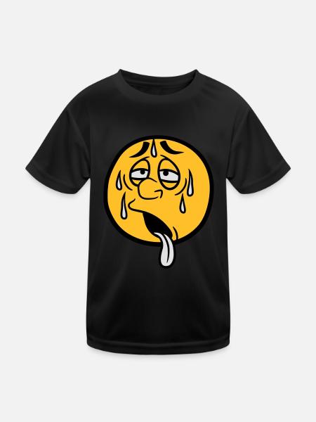cercle de dessin animé visage dessin animé rond soleil épuisé - T-shirt sport Enfant - noir - Devant
