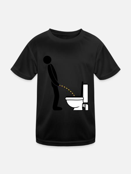 WC logo standing pee piss toilet toilet alder - Kids Functional T-Shirt - black - Front
