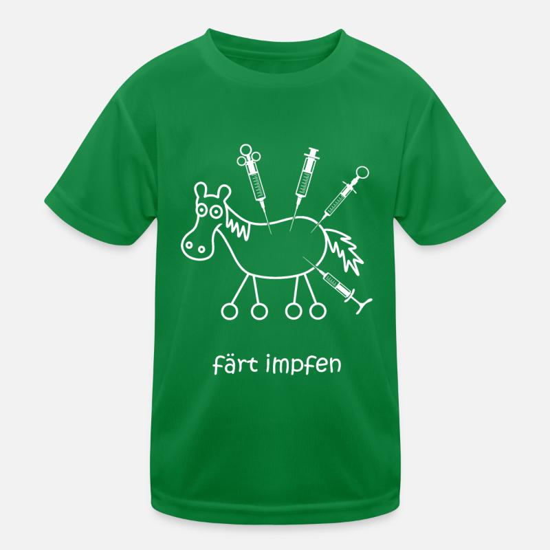 färt, Spritze, Impfung, Impfstoff, Medizin, Pferd Kinder Funktions-T-Shirt