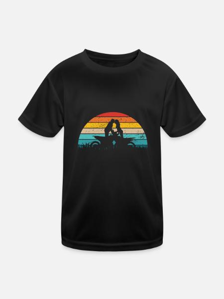 Motocross Couple Couple Femme Homme Moto - T-shirt sport Enfant - noir - Devant