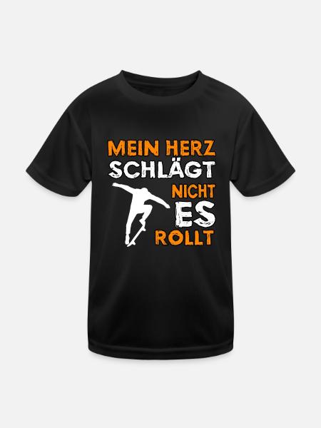 Skateboard Skate Skat Skater Longboard - Kinder Funktions-T-Shirt - Schwarz - Vorne